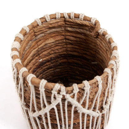 Macrame Basket - Natural Woven Basket for Storage - Small White