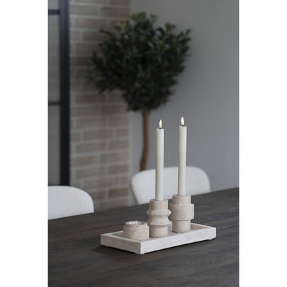Travertine Tealight Holders - Natural Stone, Set of 2