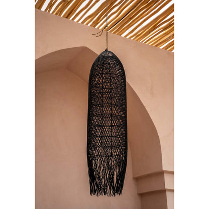 Rattan Pendant Light - Black Squid Design, Large