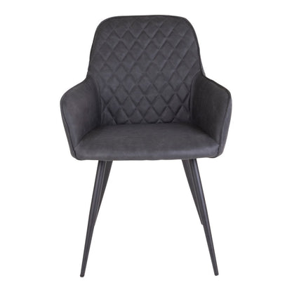 Grey PU Leather Dining Chairs - Modern Steel Frame - Set of 2