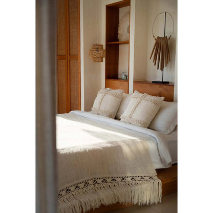 Natural Cotton Cushion Cover - Boho Style, 50x50 cm