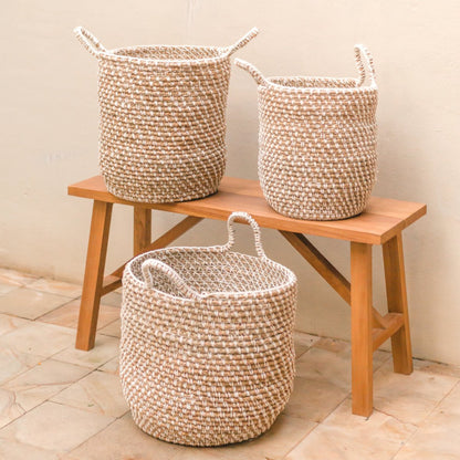 Banana Fibre Storage Basket - Round Macrame Laundry Hamper