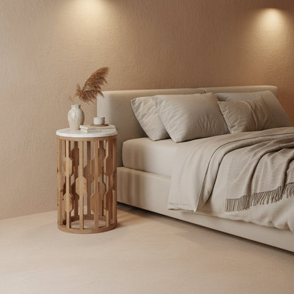 Aceh side table marble white - 40x40x50 cm