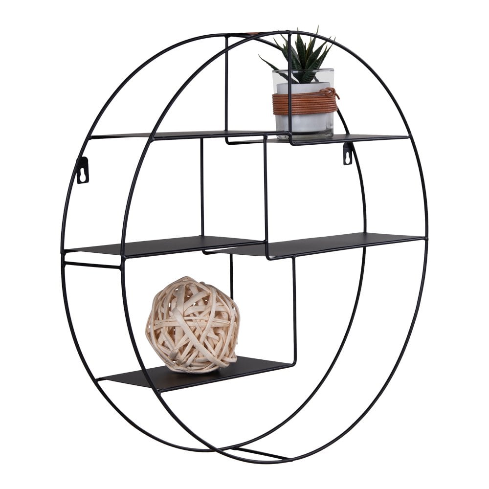 Genk Shelf - Black, Steel, Ø47x10 cm