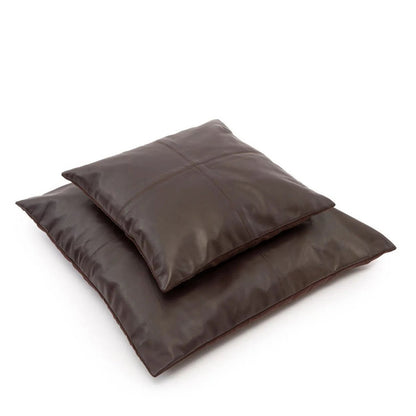 Funda de cojín de cuero de cuatro paneles - Chocolate - 60x60