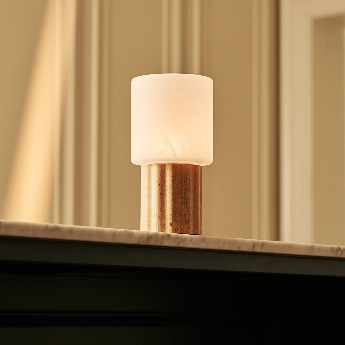 Cordless Table Lamp - Light Brown Rechargeable, Dimmable, 3-Color