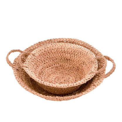 Woven Raffia Fruit Bowl – Handmade Bread Basket, Natural Fibers, 2 Sizes