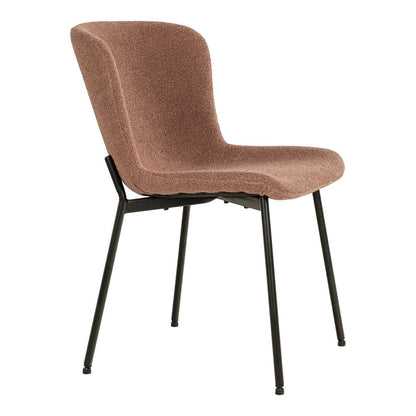 Maceda Dining Chair - Rust Bouclé, Black Legs - Set of 2