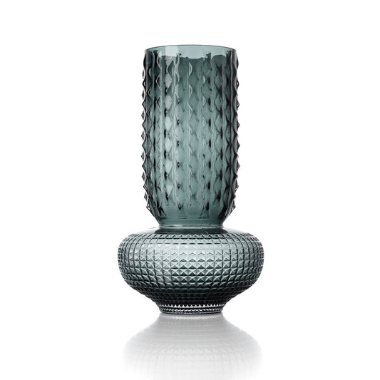 Blue Glass Vase - Tall Sapphire Jewel Vase - Large Size