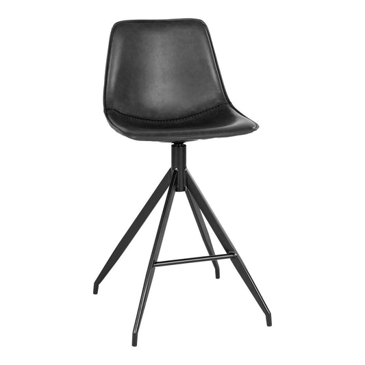 Black PU Leather Counter Stools - Set of 2, Modern Metal Base, 96cm