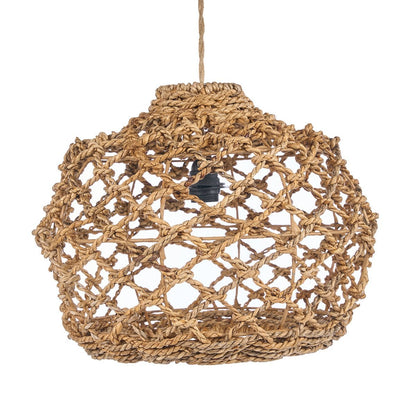 Banana Leaf Pendant Light - Large Woven Hanging Lamp, Natural