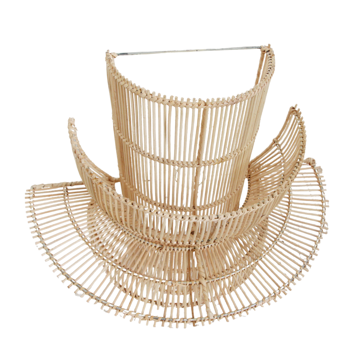 Rattan Wall Lamp - Saturn Handwoven Light Fixture with Fabric Cord