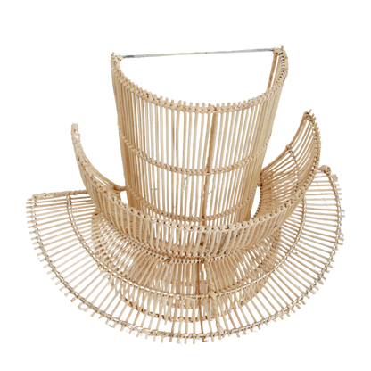 Rattan Wall Lamp - Saturn Handwoven Light Fixture with Fabric Cord