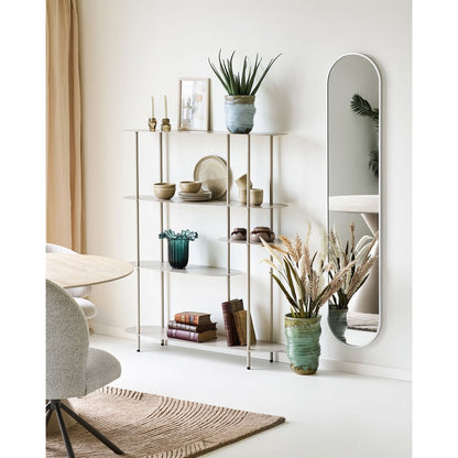 Rieti Shelving unit, 5 shelves, asymmetrical, metal, sand, 31x118x139 cm