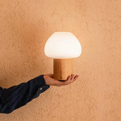 Fynn Light Brown Wooden Lamp | Rechargeable, Dimmable & Stylish