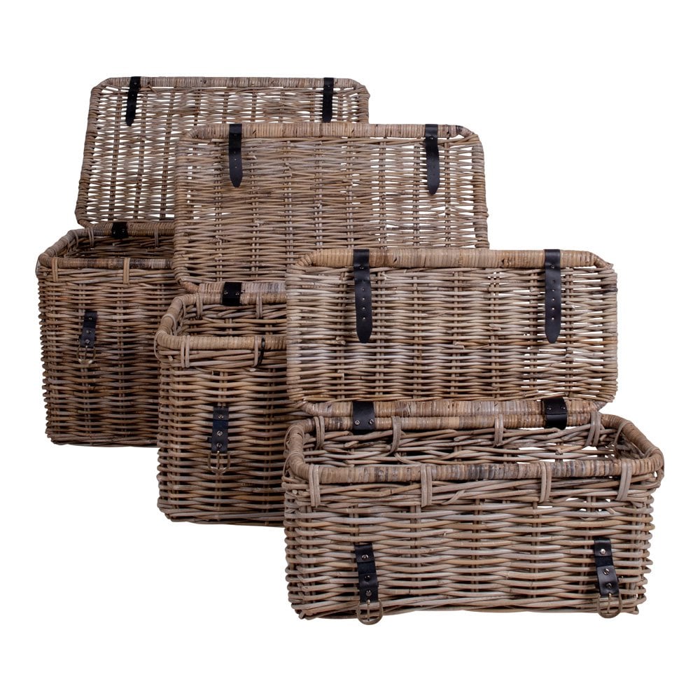 Depok Storage Trunk - Grey, Kubu Rattan - Set of 3