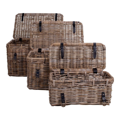 Depok Storage Trunk - Grey, Kubu Rattan - Set of 3