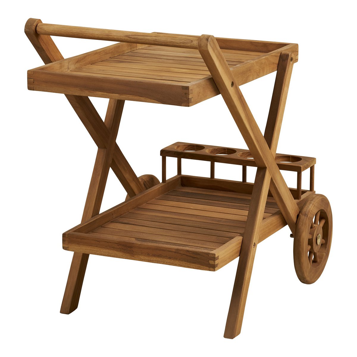 Teak Tea Trolley – Natural Wood Serving Cart, 86x50x81 cm