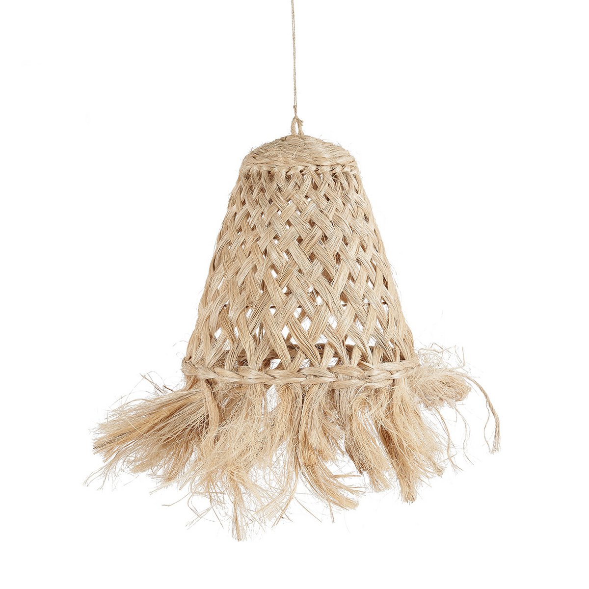 Abaca Pendant Light - Natural Jellyfish Style Hanging Lamp, Small