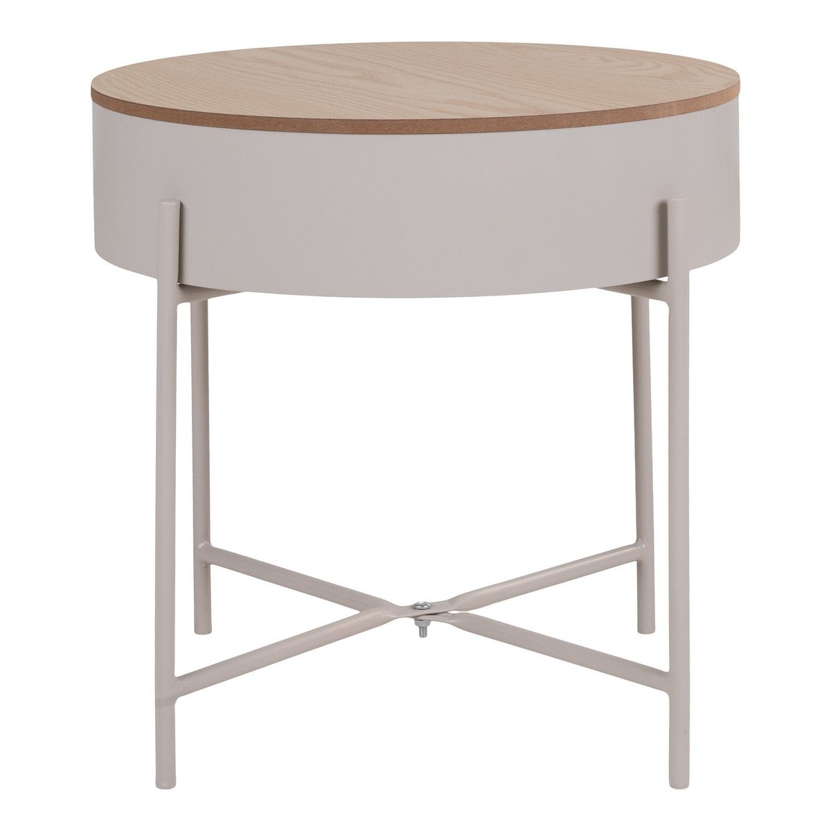 Steel Side Table - Beige Modern Accent Table, 40x40 cm