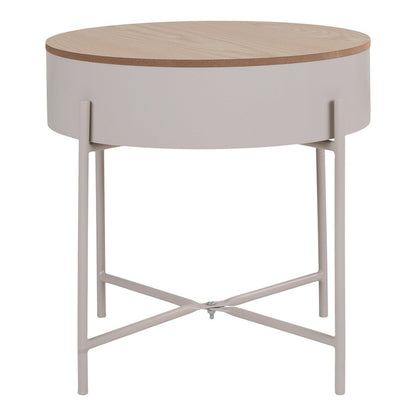 Steel Side Table - Beige Modern Accent Table, 40x40 cm