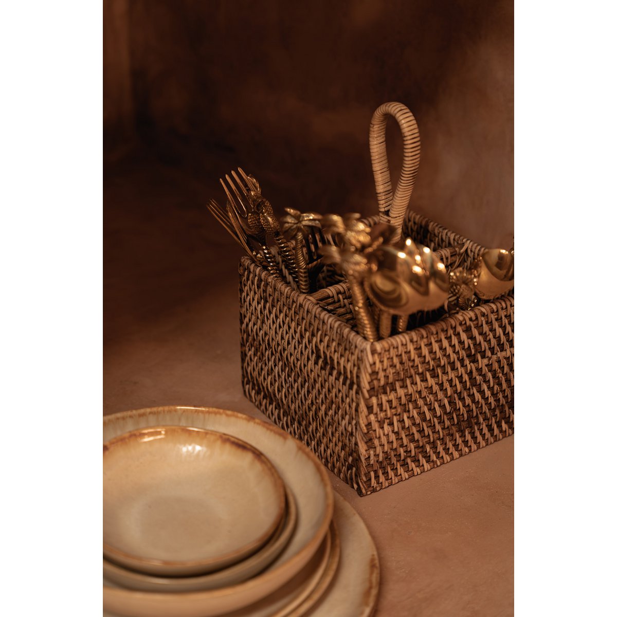 The Rattan Cutlery Caddy N°4 - Natural Brown