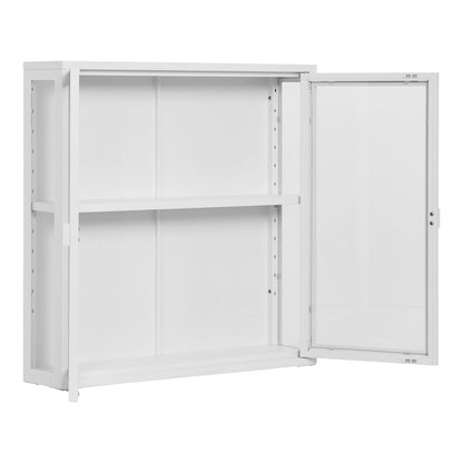 Steel Hanging Display Cabinet - White, Two Glass Doors