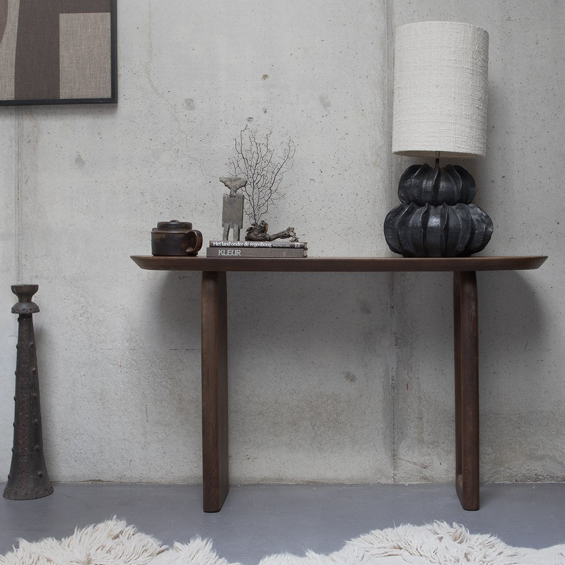 Mango Wood Console Table - Brown Bullnose Entryway Table