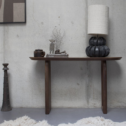 Mango Wood Console Table - Brown Bullnose Entryway Table