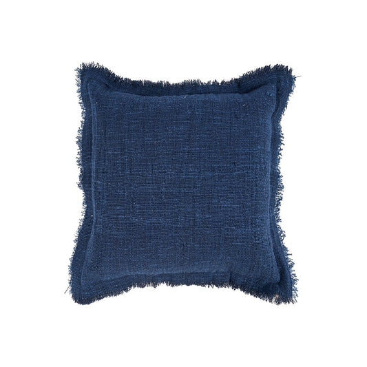 Βαμβακερή Λινή Μαξιλαροθήκη - Azure Fringe, Indian Blue, 50x50 cm