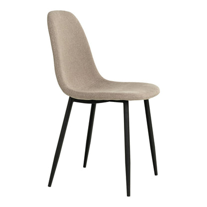 Stockholm Dining Chair - Stone, Polyester, Black Metal Legs - Set of 2