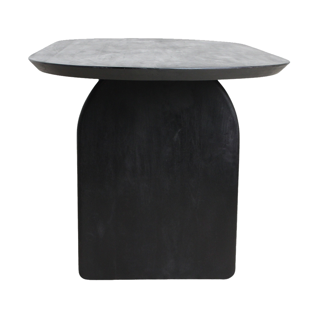 Mango Wood Dining Table - Black Bullnose Design, Closed Chassis