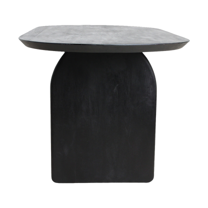 Mango Wood Dining Table - Black Bullnose Design, Closed Chassis