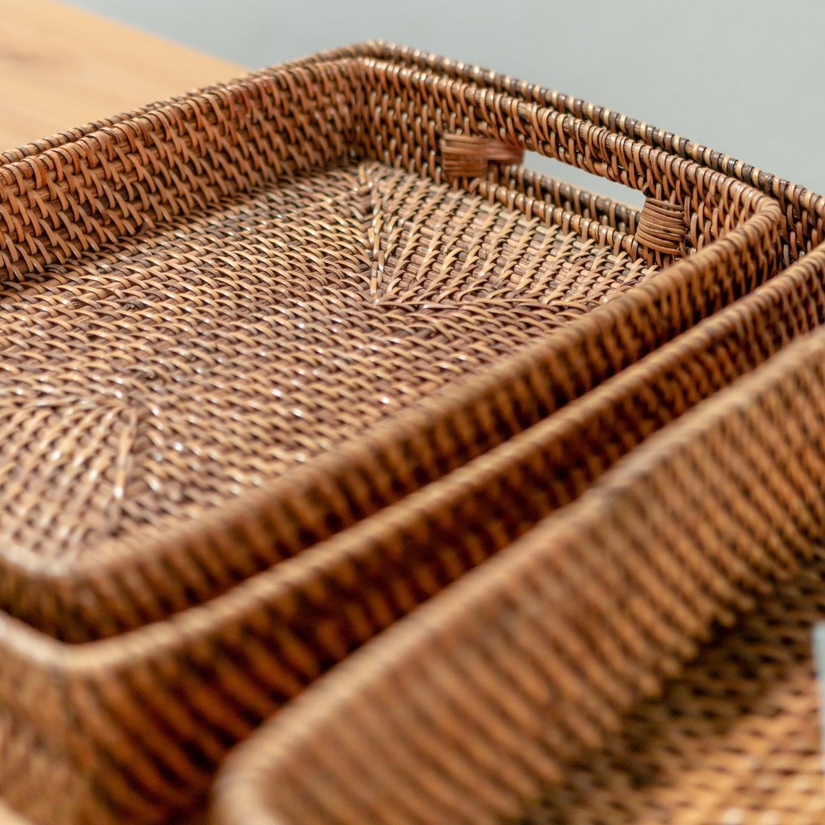 Rattan Serving Tray - Large Decorative Tray - Amahai Brown