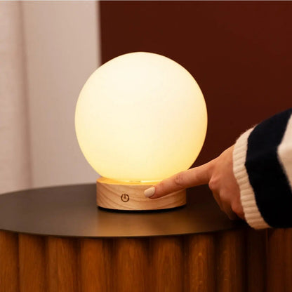 Flore Light Brown Wooden Lamp | Rechargeable, Dimmable & Cordless Lighting