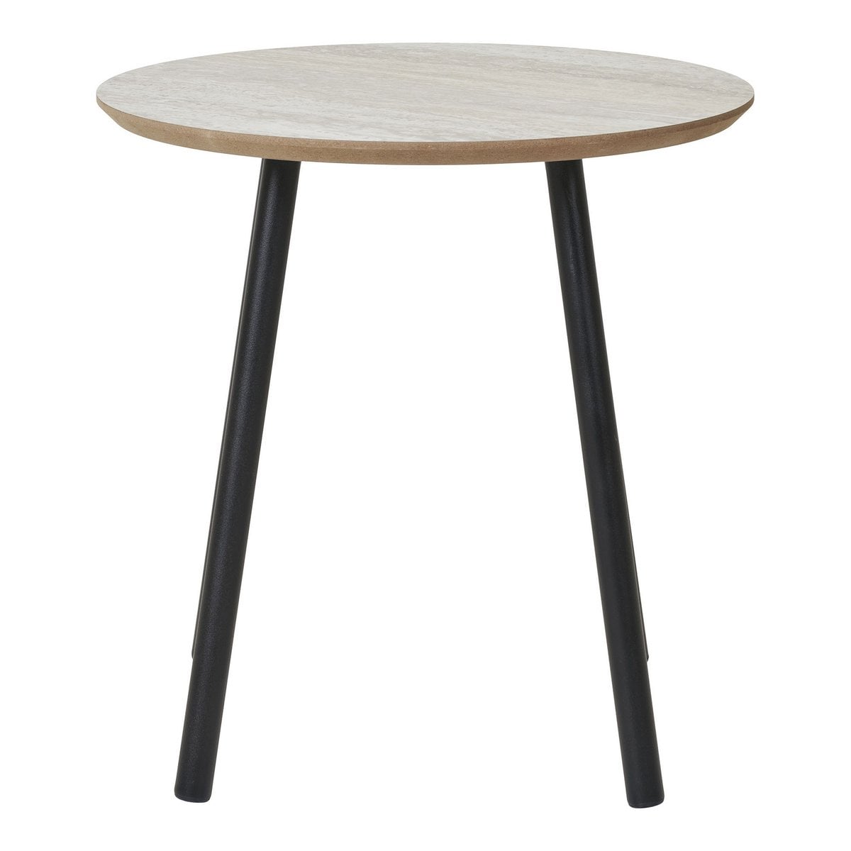 Aalst Side Table - Steel, MDF, Black, Beige - Ø40x40 cm