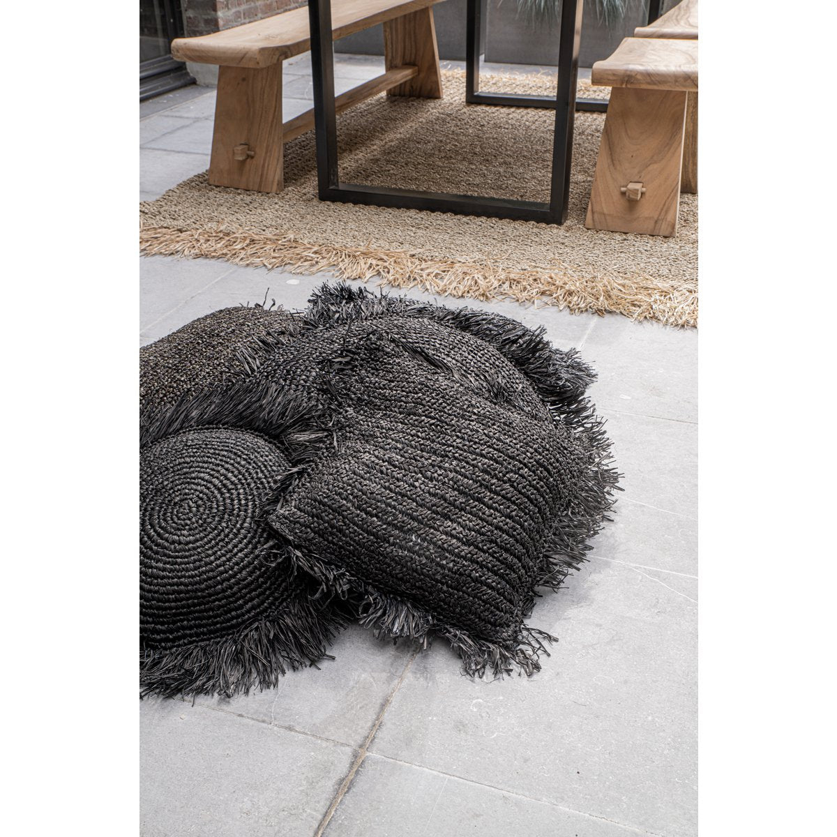 The Raffia Cushion Cover Square - Black - 40x40