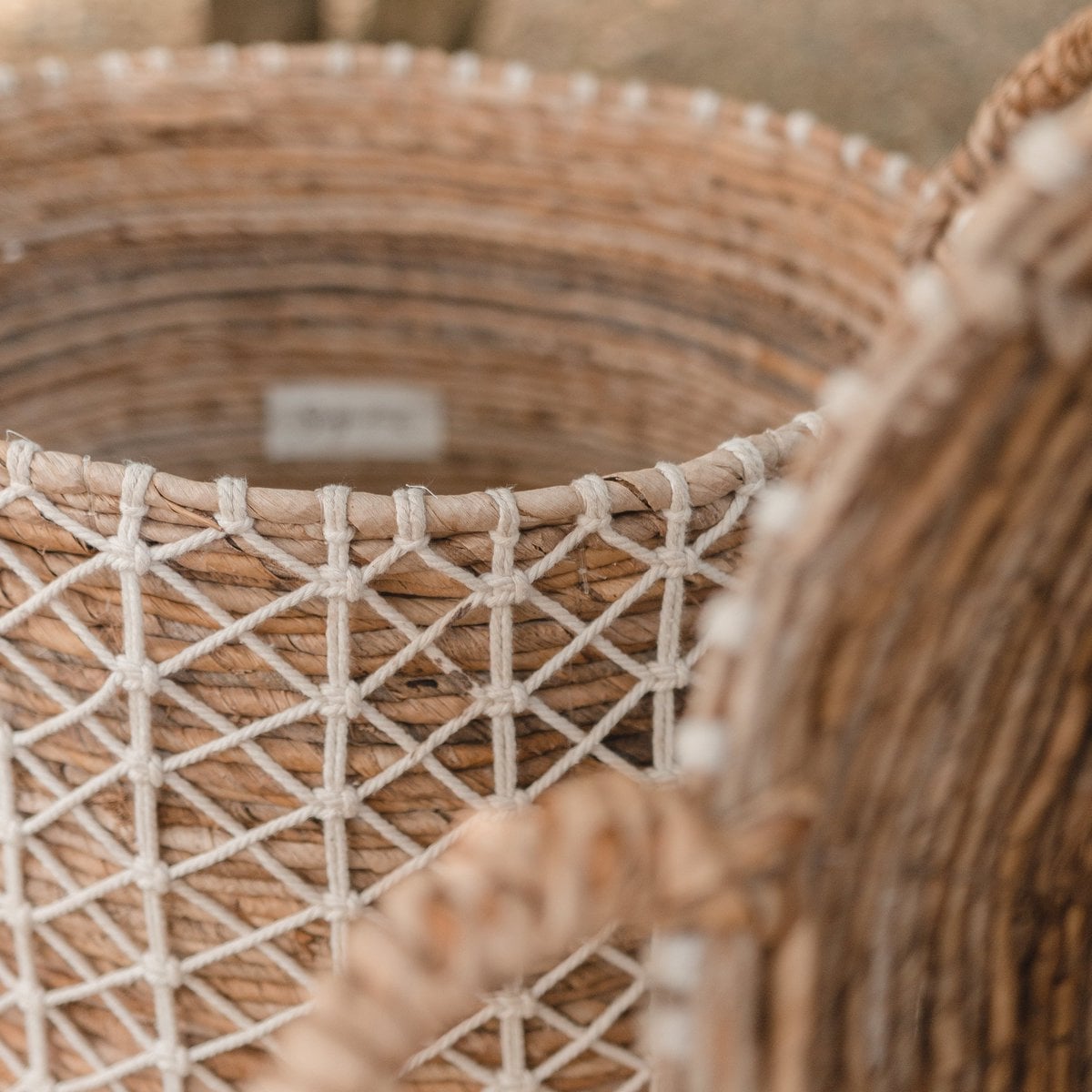 Banana Fibre Boho Storage Basket – Handwoven Laundry & Plant Basket