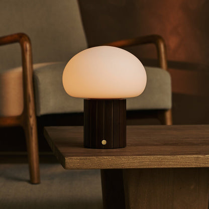 Cordless Table Lamp - Dark Brown Rechargeable Lamp with Glass Shade
