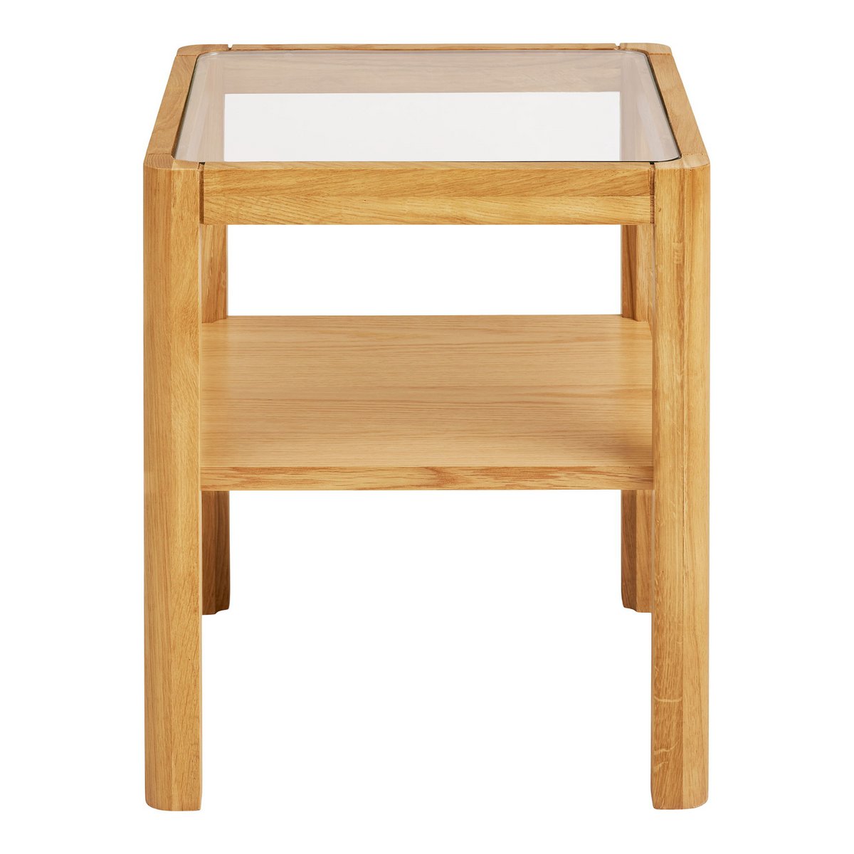 Lourmarin Side table, oak/oak veneer/tempered glass, natural, 40x40x45 cm