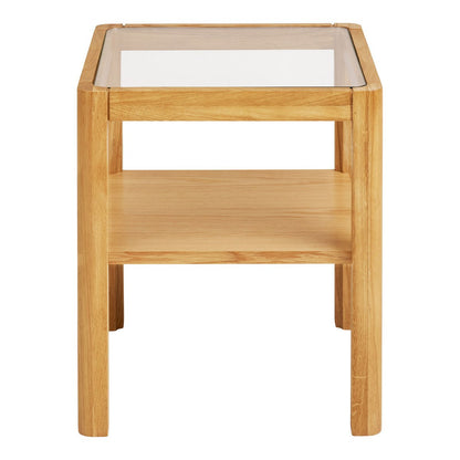 Lourmarin Side table, oak/oak veneer/tempered glass, natural, 40x40x45 cm