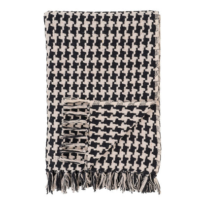 Side Plaid - Plaid, black/beige, Cotton, Polyester, 130x180 cm