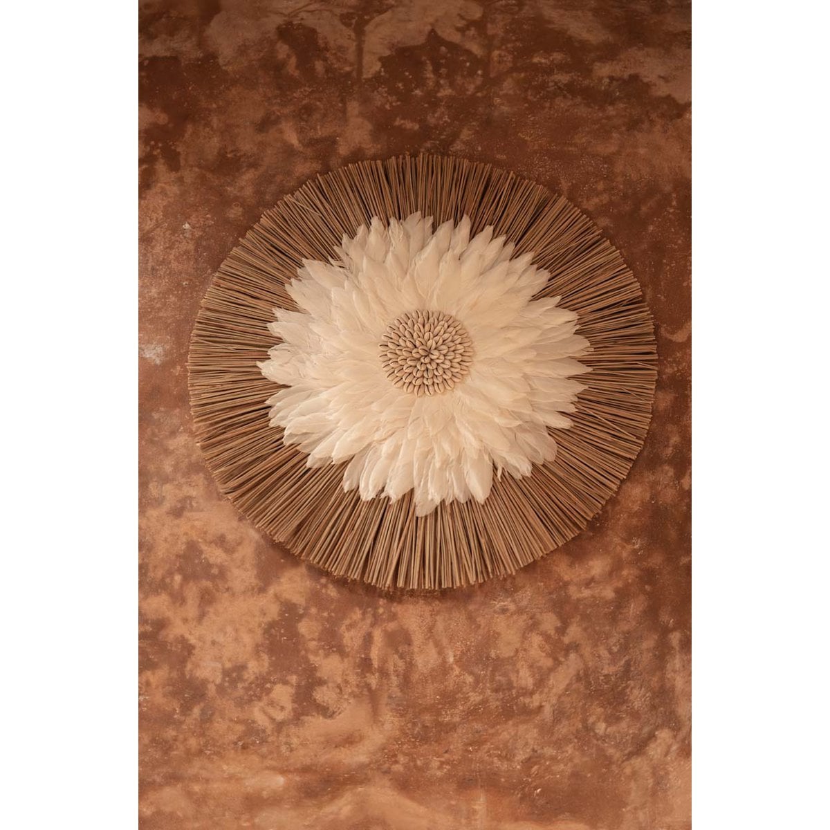 Feather Juju Wall Hanging - Natural White, Alang Alang & Cowrie Shells