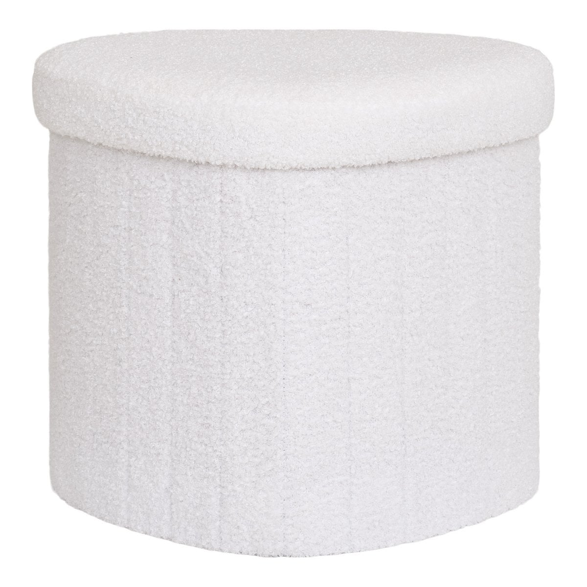 Medford Pouf - White, Polyester/Foam/Plywood, 36.5x42.5x37.5 cm