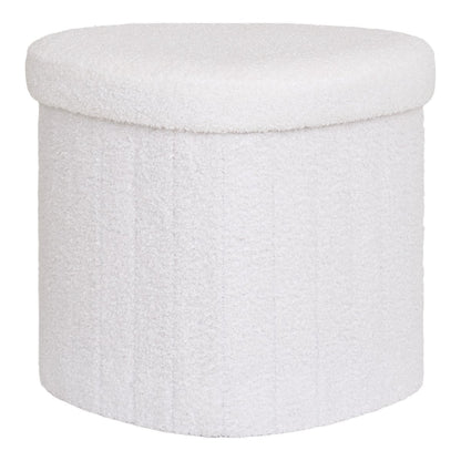 Medford Pouf - White, Polyester/Foam/Plywood, 36.5x42.5x37.5 cm