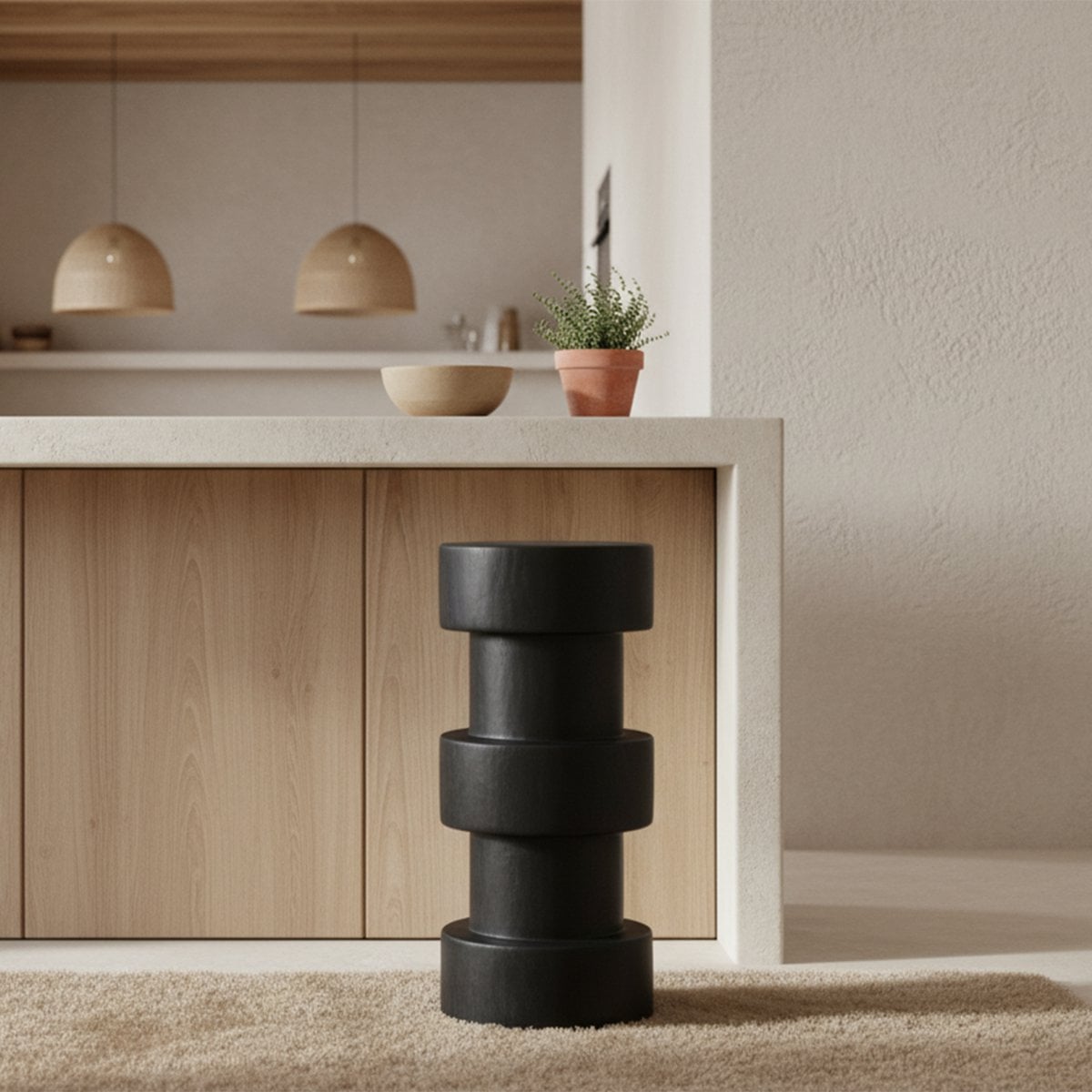 Teak Bar Stool - Black Totoma Forma Design