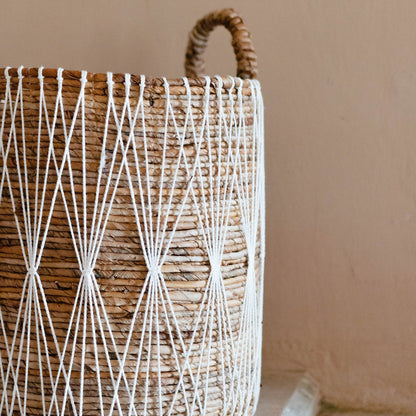 Banana Fiber Laundry Basket - Boho Plant & Storage Basket