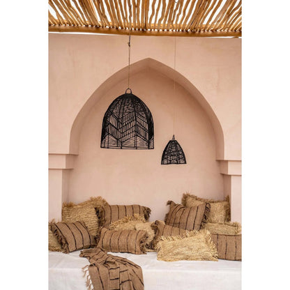 Cotton Boho Cushion Cover - Beige & Black - 40x40 cm