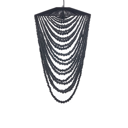 Wooden Bead Chandelier - Black - Large