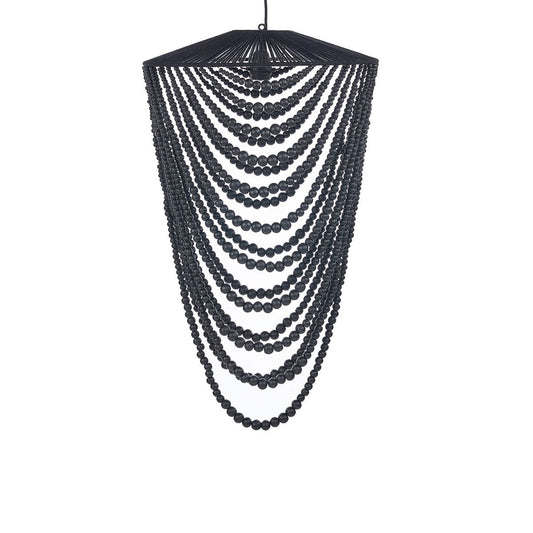 Wooden Bead Chandelier - Black - Large